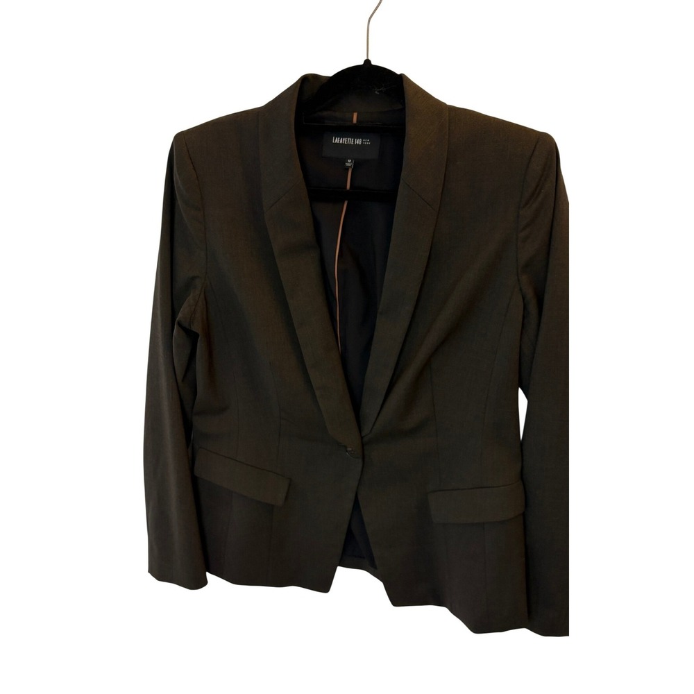 Lafayette 148 Blazer 12 Womens Dark Brown Wool Blend Tailored Minimalist